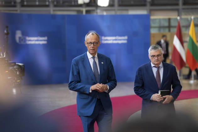 European Council Brussels, 18 06 2026 : European Council . Over a two-day summit, EU leaders will discuss key issues such as Europe s economic competitiveness, the EU s long-term budget, defence capabilities, Ukraine and the Middle East. Pix : Friedrich Merz . Credit : Aurore Martignoni CC . Brussels Belgium  Copyright: xContentxCurationx AurorexMartignonix xCCx
