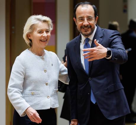 European Commission President Ursula von der Leyen and Cyprus President Nikos Christodoulides pictured during a European Council Summit, Thursday 18 June 2026, at the Council of the European Union, in Brussels.  BENOITxDOPPAGNE 178116085