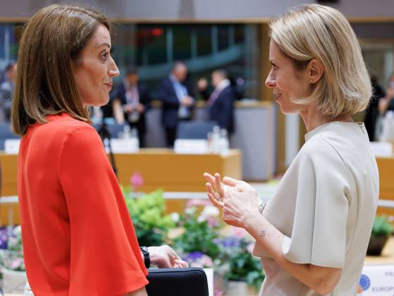 European Parliament President Roberta Metsola and High Representative of the Union for Foreign Affairs and Security Policy Kaja Kallas pictured during a European Council Summit, Thursday 18 June 2026, at the Council of the European Union, in Brussels.  BENOITxDOPPAGNE 178117541
