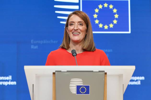 Brussels, Belgium, June 18, 2026, Europa Building, EU Summit, Press Conference with European Parliament President Roberta Metsola,detected_source_language Copyright: xdtsxNachrichtenagenturx dts_123917