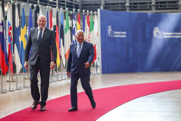 June 18, 2026, Evian, France, European Union: ANTONIO COSTA, President of the European Council, meets with ANDRIS KULBERGS, Prime Minister of Latvia, at the European Council in Brussels ahead of the European Council Summit. KULBERGS, who took office in late May, joins EU leaders as Ukraine, the Middle East, European defence, migration, competitiveness and the blocâ€⠢s next long-term budget remain among the main issues on the agenda. Evian European Union - ZUMAo116 20260618_znp_o116_026 Copyright: xBiancaxOterox