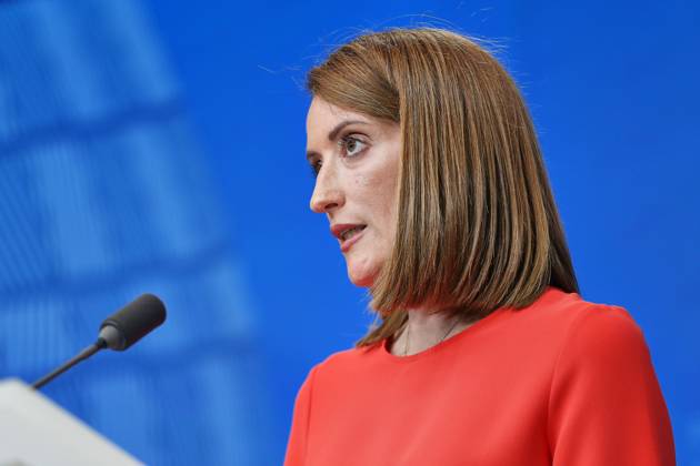 Brussels, Belgium, June 18, 2026, Europa Building, EU Summit, Press Conference with European Parliament President Roberta Metsola,detected_source_language Copyright: xdtsxNachrichtenagenturx dts_123984