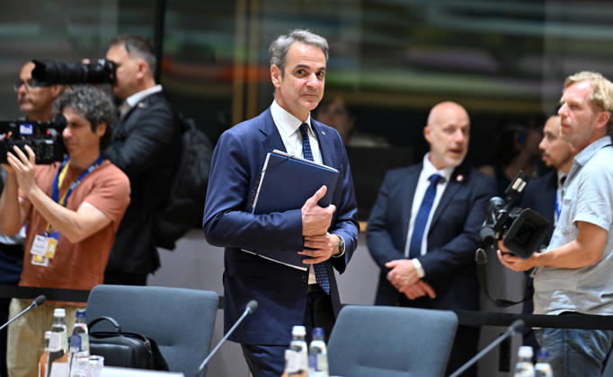 EU Leaders Summit in Brussels BRUSSELS, BELGIUM - JUNE 18: Prime Minister of Greece Kyriakos Mitsotakis attends the EU Leaders Summit to discuss support for Ukraine, competitiveness, trade relations with China, the EU budget, and developments in the Middle East in Brussels, Belgium on June 18, 2026. Dursun Aydemir Anadolu Brussels Belgium. Editorial use only. Please get in touch for any other usage.  Copyright: x2026xAnadoluxDursunxAydemirx