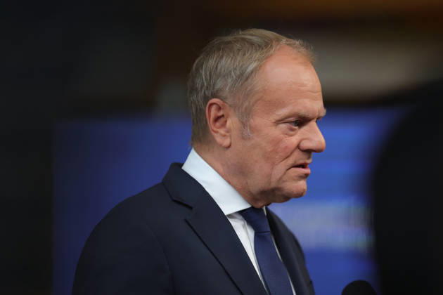 June 18, 2026, Brussels, Belgium, European Union: DONALD TUSK, Prime Minister of Poland, arrives to speak to the press ahead of a roundtable meeting during the European Council Summit in Brussels. Poland is expected to focus on European defence readiness, security along the EUÃ¢â‚¬â ¢s eastern flank, competitiveness, Ukraine and the EUÃ¢â‚¬â ¢s next long-term budget. Brussels European Union - ZUMAo116 20260618_znp_o116_137 Copyright: xBiancaxOterox