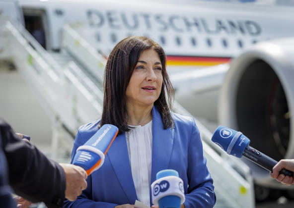 Katherina Reiche (CDU), Federal Minister for Economic Affairs and Energy, photographed during her trip to Turkey. Here at Berlin Airport. Photographed on behalf of the BMWE, Berlin, Germany,detected_source_language Copyright: xThomasxKoehlerx