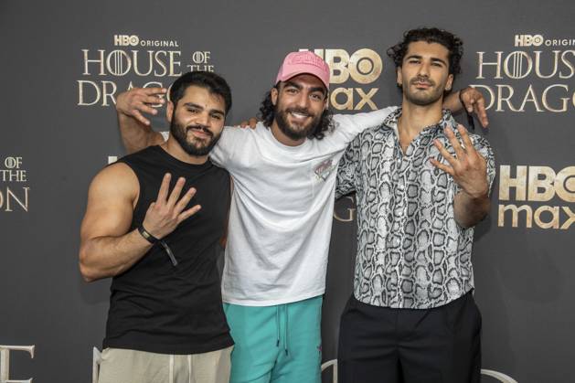 ABB HBOs Mohammad Eliraqui, Soufiane El Mesaudi, and Mohamed Kanj Khamis appeared on the red carpet at the German premiere of the third season of the HBO Original series House of the Dragon at Kino International on June 19, 2026, in Berlin, Germany,detected_source_language