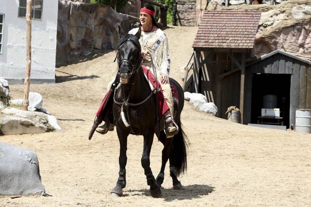 ABB KARLMAY Alexander Klaws as Winnetou on horseback, actor in makeup and costume, on Friday, June 19, 2026, during the dress rehearsal for the play In the Valley of Death at the 2026 Karl May Festival in the Indian Village on the Kalkberg. The premiere will take place on June 27 at the open-air theater on the Kalkberg in Bad Segeberg, Schleswig-Holstein, Germany,detected_source_language