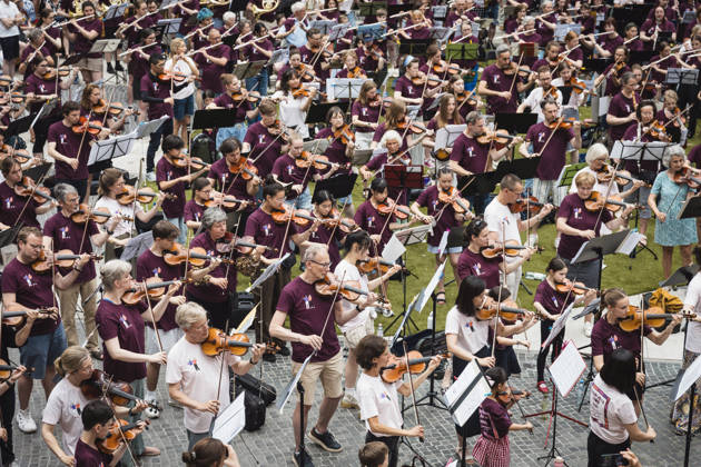 Symphonic Mob, Flash Mob at the Sony Center, Berlin, June 20, 2026 Copyright: xGüntherxDornx