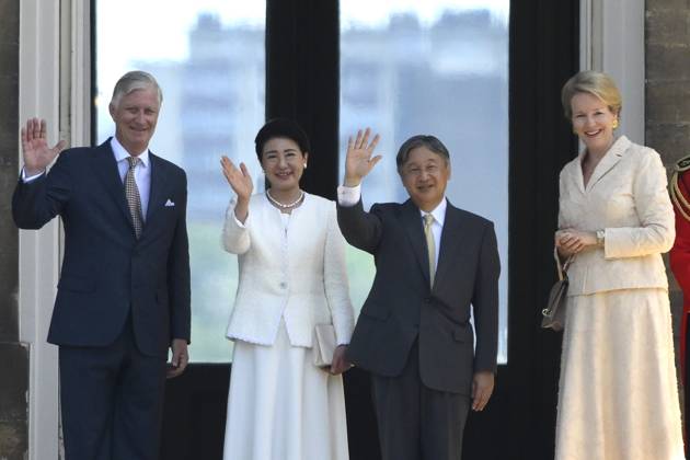 State Visit of the Emperor and the Empress of Japan to Belgium LAEKEN, BELGIUM - JUNE 22 : King Philippe - Filip of Belgium, Empress Masako of Japan, Emperor Naruhito of Japan and Queen Mathilde of Belgium pictured at the Castle of Laeken during the state visit of the Emperor and Empress of Japan to Belgium, on June 22, 2026 in Laeken, Belgium, 22 06 2026 Laeken Belgium  Copyright: xPhilipxReynaersx