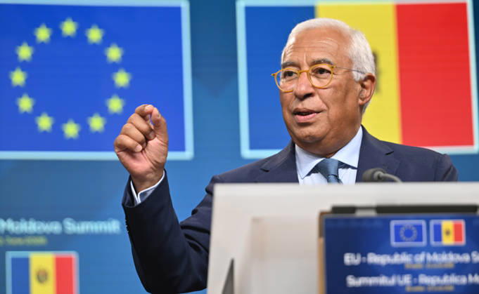2nd EU-Republic of Moldova Summit in Brussels BRUSSELS, BELGIUM - JUNE 22: EU Council President Antonio Costa attends a joint press conference following the 2nd EU-Moldova Summit alongside European Commission President Ursula von der Leyen and Moldovan President Maia Sandu in Brussels, Belgium on June 22, 2026. Dursun Aydemir Anadolu Brussels Belgium. Editorial use only. Please get in touch for any other usage.  Copyright: x2026xAnadoluxDursunxAydemirx
