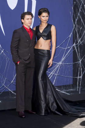 ABB SPIDER-MAN Tom Holland, a British actor, and his girlfriend, U.S. actress Zendaya, appeared on the black carpet at the German fan event for Spider-Man