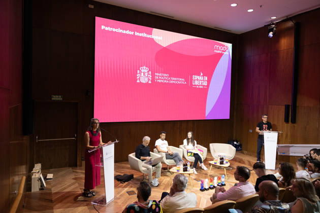 Presentation of the Official MADO 2026 Program Historian Carmina Gustrán i during the official presentation of the MADO 2026 program at the Thyssen-Bornemisza National Museum on June 24, 2026, in Madrid, Spain. The full lineup of stages, free concerts, guest artists, and cultural activities that will mark this year’s LGBTIQ Pride festivities has been officially unveiled. JUNE 24, 2026 Jesús Hellí Madrid, Madrid, Spain,detected_source_language Copyright: xJesusxHellinx 7619269