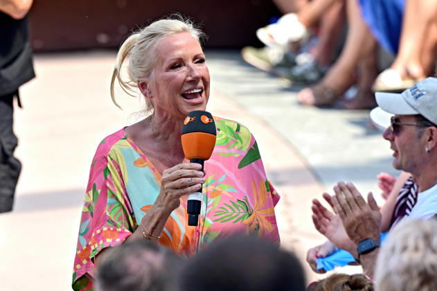 ZDF Fernsehgarten : TV host Andrea Kiwi Kiewel during the ZDF entertainment show Fernsehgarten on June 28, 2026, in Mainz 20260628MWI131204