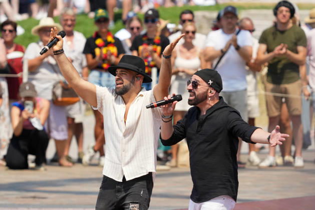 ZDF Fernsehgarten 2026: Singer Juan Daniel featuring songwriter Gionathan at the ZDF Fernsehgarten, themed Summer Party, on June 28, 2026, in Mainz, Rhineland-Palatinate, ZDF Fernsehgarten