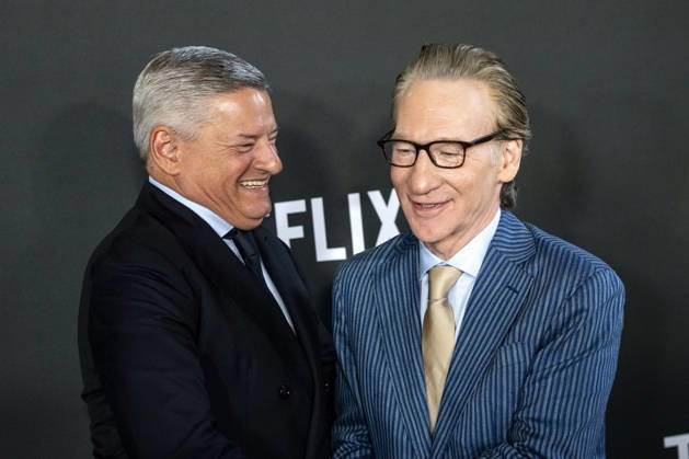 Ted Sarandos and Bill Maher arrive on the red carpet before the 27th Mark Twain Prize for American Humor Award at the Kennedy Center for the Performing Arts in Washington DC on Sunday, June 28, 2026.  WAP20260628359 BONNIExCASH