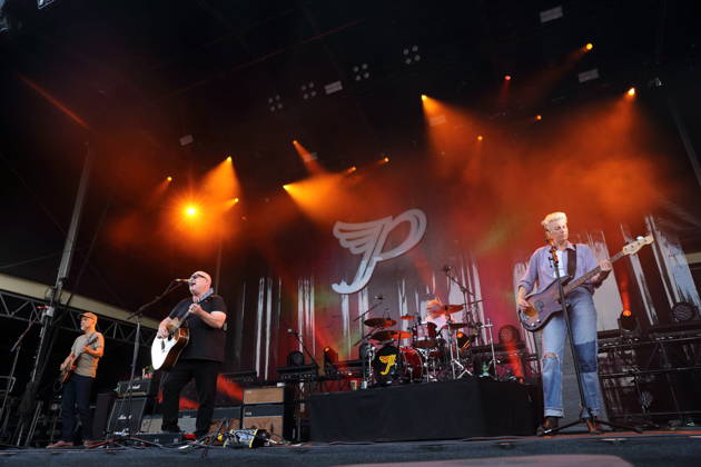 Joey Santiago, Black Francis, David Lovering, and Emma Richardson (from left), members of the band Pixies, at a concert at the Spandau Citadel in Berlin, June 30, 2026. Pixies Concert Berlin