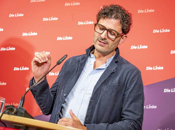 Luigi Pantisano EUR, Germany, Berlin, July 6, 2026 Press conference by Luigi Pantisano, Chair of the Die Linke party, at the Karl Liebknecht House on current issues
