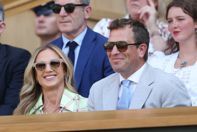 . 08 07 2026. London, United Kingdom. Queen Camilla, Peter Phillips and Harriet Sperling in the Royal Box on day ten of the Wimbledon Tennis Championships in London. xStephenxLockx xi-Imagesx IIM-26894-0058