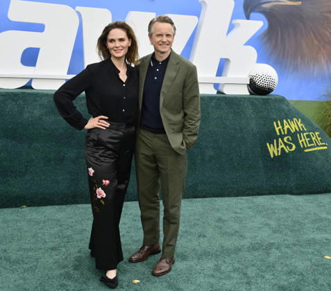 Cast member David Hornsby (R) and his wife, actress Emily Deschanel attend the premiere of the Netflix sport comedy TV series The Hawk at the Directors Village in the Westwood section of Los Angeles on Thursday, July 9, 2026. Storyline Follows Lonnie Hawkins, 2004 s top golfer, as he struggles to recapture his magic late in his career, refusing to believe he s anything other than one stroke away from golf s greatest comeback. LAP2026070939 JIMxRUYMEN