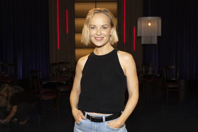 Actress Friederike KEMPTER, friendly, smiling, laughter, half-length portrait, appearing as a guest on the TV show Koelner Treff on WDR television, recorded on July 10, 2026, Aired on August 7, 2026