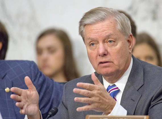 US Senate Judiciary Hearing on FARA United States Senator Lindsey Graham (Republican of South Carolina) questions the witnesses during the US Senate Committee on the Judiciary oversight hearing to examine the Foreign Agents Registration Act and attempts to influence United States elections, focusing on lessons learned from current and prior administrations on Capitol Hill in Washington, DC on Wednesday, July 26, 2017. Photo by Ron Sachs CNP ABACAPRESS.COM Washington District of Columbia United States  Copyright: xCNP ABACAx