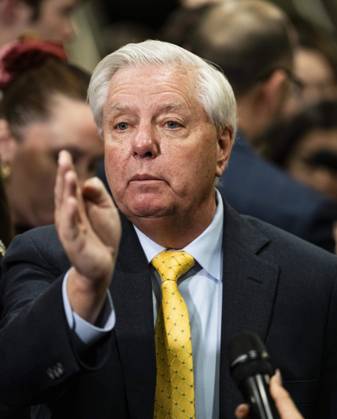 March 3, 2026, Washington, District Of Columbia, USA: United States Senator Lindsey Graham (Republican of South Carolina) gives remarks to the media and takes some questions ahead of an all-US Senate briefing of the US - Israel war against Iran in the US Capitol in Washington, DC, USA, on Tuesday, March 3, 2026 Washington USA  - ZUMAs152 20260303_faa_s152_216 Copyright: xAndrewxThomasx