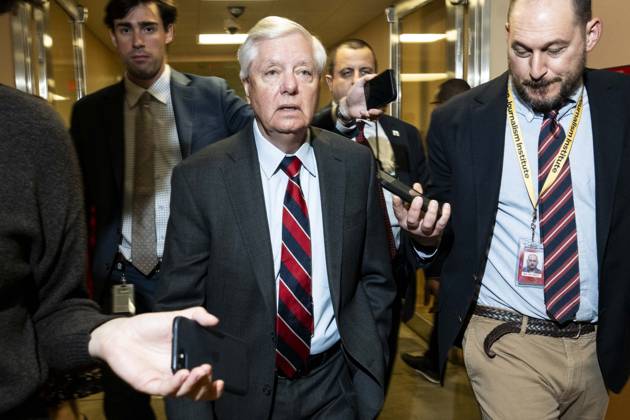 July 12, 2026: Sen. LINDSEY GRAHAM (R-SC), who was elected to the Senate in 2002 and was a close political ally of President Trump, has died, his office confirmed early Sunday. He was 71. FILE PHOTO SHOT ON: May 13, 2026, Washington, District Of Columbia, USA: U.S. Senator LINDSEY GRAHAM (R-SC) speaking with reporters near the Senate Subway at the U.S. Capitol. Washington USA - ZUMAb161 20260513_aap_b161_020 Copyright: xMichaelxBrochsteinx