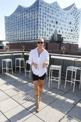 ABB DARNELL Jo Wuensche, a fitness influencer from Hamburg, was a guest at the QVC x Bruce Darnell collection fashion presentation at Sturmfreie Bude Elphiblickin in Hamburg on July 15, 2026, in Hamburg, Germany