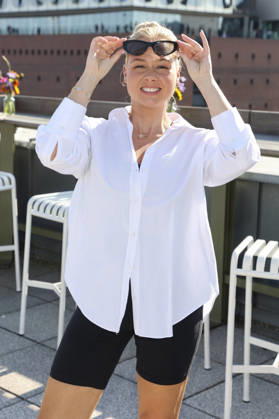 ABB DARNELL Jo Wuensche, a fitness influencer from Hamburg, was a guest at the QVC x Bruce Darnell collection fashion presentation at Sturmfreie Bude Elphiblickin in Hamburg on July 15, 2026, in Hamburg, Germany