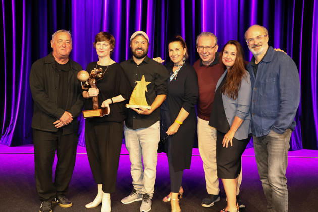 July 20, 2026, Güssing Cultural Center, Burgenland, Final of the 2026 Burgenland Cabaret Award at the Güssing Summer Festival; four candidates compete for the prize money. Pictured: Andreas Vitasek, Michaela Obertscheider, Grand Prize, Manuel Thalhammer, Audience Choice Award, Peter Wustinger, Ursula Hofmeister, Georg Hoanzl, finals of the 2