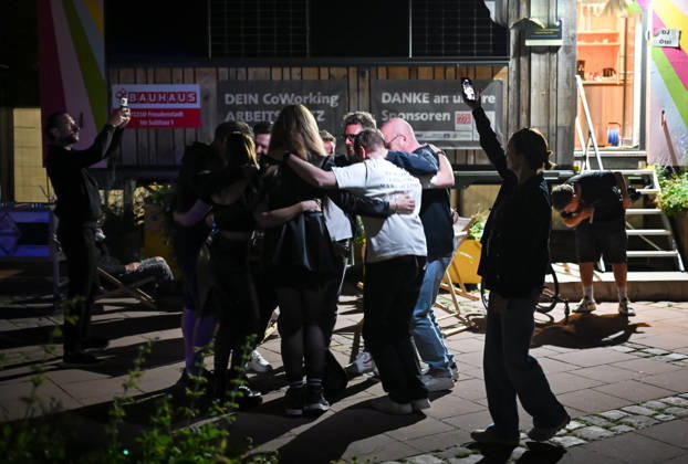 Freudenstadt, July 24, 2026: Black Forest Air Open Air Festival on the Market Square—headliner; the team led by DJ Oetzi and his band getting ready backstage before their performance
