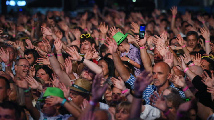 Freudenstadt, July 24, 2026: Black Forest Air Open Air Festival on the market square; headliner DJ Oetzi with his band; spectators and fans liven up the atmosphere