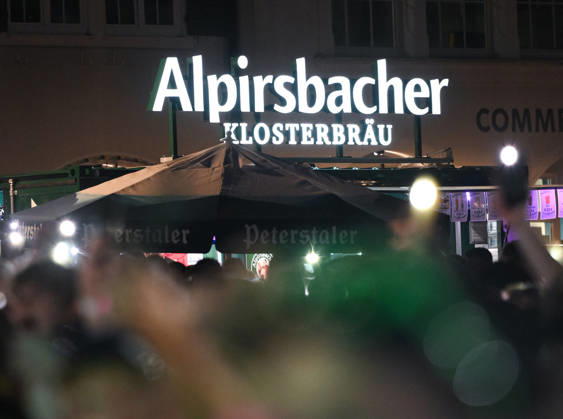 Freudenstadt, July 24, 2026: Black Forest Air Open Air Festival on the Market Square, Alpirsbacher Klosterbraeu, beer stand