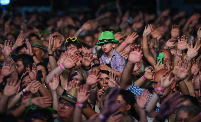 Freudenstadt, July 24, 2026: Black Forest Air Open Air Festival on the market square; headliner DJ Oetzi with his band; spectators and fans liven up the atmosphere