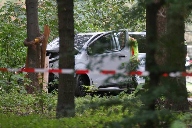 Berlin, Germany, July 26, 2026: Car Plows Into Crowd at CSD. The next day, the vehicle involved in the incident is still at the scene; police and forensic investigators are on site. Copyright: xdtsxNachrichtenagenturx dts_128748