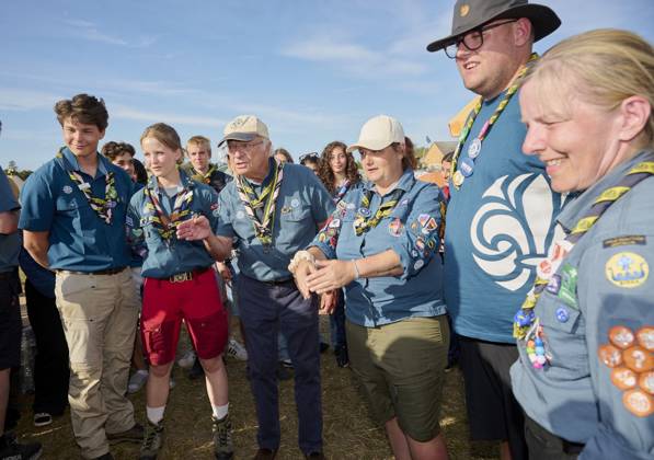 King Carl XVI Gustaf scout, and visit scout camp 2026-07-31 KRISTIANSTAD SWEDEN , King Carl XVI Gustaf are visiting the Jamboree 26 scout camp in Kristianstad in south Sweden., The King has been a scout himself since childhood., PICTURE: King Carl XV Gustaf visit scout camp., PHOTO:hbg-bild mega. 31 Jul 2026 Pictured: King Carl XVI Gustaf of Sweden visit scoutcamp in south Sweden.  Copyright: xThexMegaxAgencyxhbgbildx xMEGAx