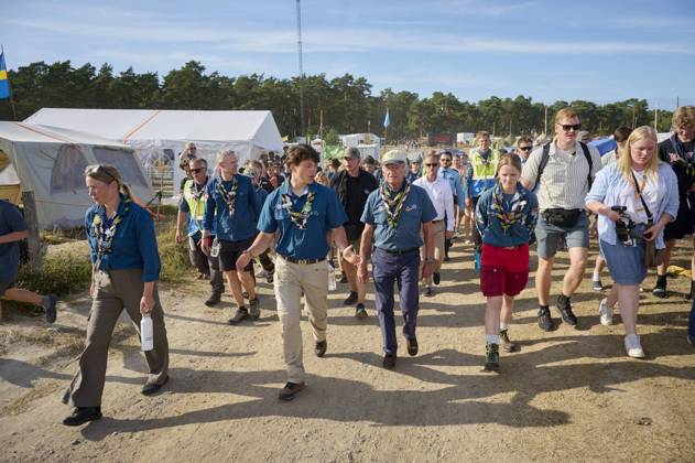 King Carl XVI Gustaf scout, and visit scout camp 2026-07-31 KRISTIANSTAD SWEDEN , King Carl XVI Gustaf are visiting the Jamboree 26 scout camp in Kristianstad in south Sweden., The King has been a scout himself since childhood., PICTURE: King Carl XV Gustaf visit scout camp., PHOTO:hbg-bild mega. 31 Jul 2026 Pictured: King Carl XVI Gustaf of Sweden visit scoutcamp in south Sweden.  Copyright: xThexMegaxAgencyxhbgbildx xMEGAx