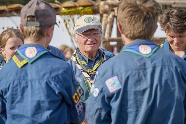 King Carl XVI Gustaf scout, and visit scout camp 2026-07-31 KRISTIANSTAD SWEDEN , King Carl XVI Gustaf are visiting the Jamboree 26 scout camp in Kristianstad in south Sweden., The King has been a scout himself since childhood., PICTURE: King Carl XV Gustaf visit scout camp., PHOTO:hbg-bild mega. 31 Jul 2026 Pictured: King Carl XVI Gustaf of Sweden visit scoutcamp in south Sweden.  Copyright: xThexMegaxAgencyxhbgbildx xMEGAx