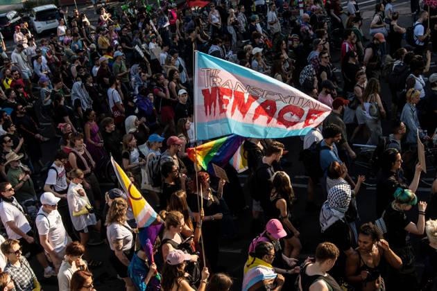 August 2, 2026, Berlin, Germany: BERLIN, Germany †August 2, 2026: Thousands of people gather at Neptunebrunnen under the slogan â€oeFrom Grief to Anger to Resistance†to condemn the recent attack at Berlin Pride. The peaceful march continued to the Brandenburg Gate with participants carrying banners, posters, and drums. Police arrested one suspect near the demonstration who was carrying a German flag and fireworks. Berlin Germany - ZUMAq101 20260802_zna_q101_169 Copyright: xAndro SxTrujillox