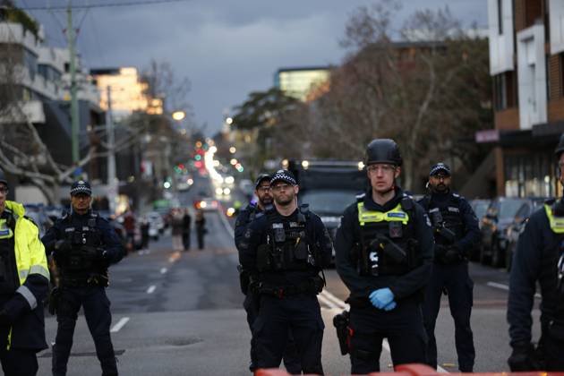 August 3, 2026, Melbourne, Victoria State, Australia: Victoria Police officers are seen near the protest..Protesters gathered to demonstrate against the launch of One Nationâ€⠢s Victorian state election campaign by party leader Pauline Hanson. The demonstration was organised in opposition to the partyâ€⠢s policies and political views as One Nation prepares to contest the upcoming Victorian state election. Melbourne Australia - ZUMAs197 20260803_aaa_s197_005 Copyright: xYexMyoxKhantx