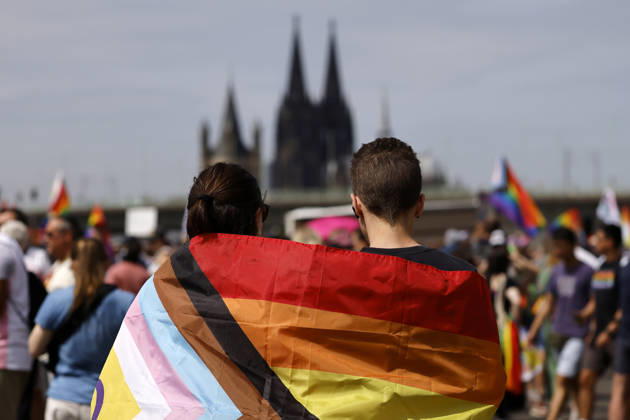 Scene from the Cologne Queer March under the slogan Cologne Shows Solidarity, Cologne Takes a Stand, a solidarity demonstration following the Islamist attack on the CSD in Berlin. Featured image, symbolic image. Cologne, August 9, 2026. North Rhine-Westphalia, Germany Copyright: xChristophxHardtx