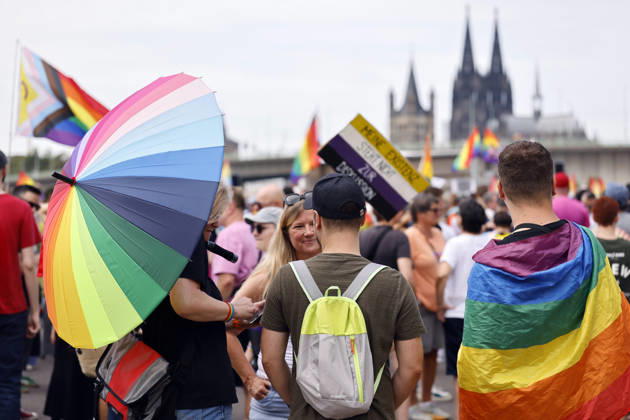 Scene from the Cologne Queer March under the slogan Cologne Shows Solidarity, Cologne Takes a Stand, a solidarity demonstration following the Islamist attack on the CSD in Berlin. Featured image, symbolic image. Cologne, August 9, 2026, North Rhine-Westphalia, Germany Copyright: xChristophxHardtx