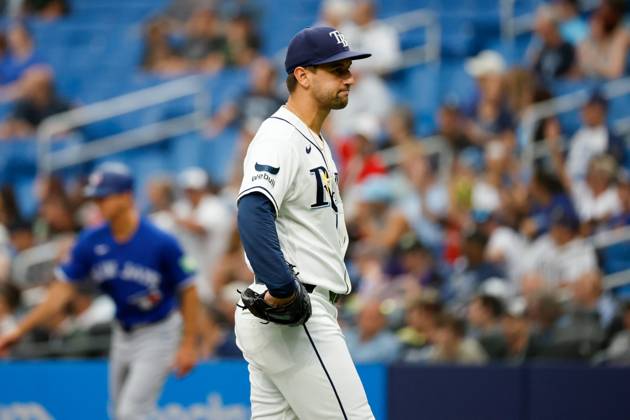 August 20, 2026, St. Petersburg, Florida, USA: Tampa Bay Rays pitcher Ian Seymour (61) reacts, after Toronto Blue Jays outfielder Nathan Lukes (38) homers off him during the fifth inning at Tropicana Field on Thursday, Aug. 20, 2026, in St. Petersburg. St. Petersburg USA - ZUMAs70_ 20260820_zan_s70_023 Copyright: xJeffereexWoox