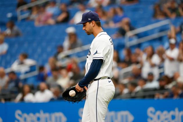 August 20, 2026, St. Petersburg, Florida, USA: Tampa Bay Rays pitcher Ian Seymour (61) walks back to the mound, after Toronto Blue Jays outfielder Nathan Lukes (38) homers off him during the fifth inning at Tropicana Field on Thursday, Aug. 20, 2026, in St. Petersburg. St. Petersburg USA - ZUMAs70_ 20260820_zan_s70_024 Copyright: xJeffereexWoox