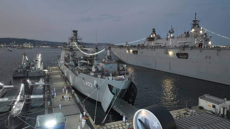 TEKNOFEST Blue Homeland OCAELI, TURKIYE - AUGUST 23: Turkish Navy vessels, including the TCG Sancaktar (L-403), are seen during TEKNOFEST Blue Homeland at the Golcuk Naval Shipyard Command in Kocaeli, Turkiye, on August 23, 2026. TCG Sancaktar carries out military missions including amphibious operations and mine-laying, and can also serve as a hospital, logistics support and evacuation ship in disaster zones. The event, organized under the leadership of the Turkish Ministry of National Defense and the Turkish Technology Team Foundation (T3 Foundation), with Anadolu serving as its Global Communication Partner, continues on its final day. Ibrahim Yozoglu Anadolu Kocaeli Turkey. Editorial use only. Please get in touch for any other usage. Copyright: x2026xAnadoluxIbrahimxYozoglux