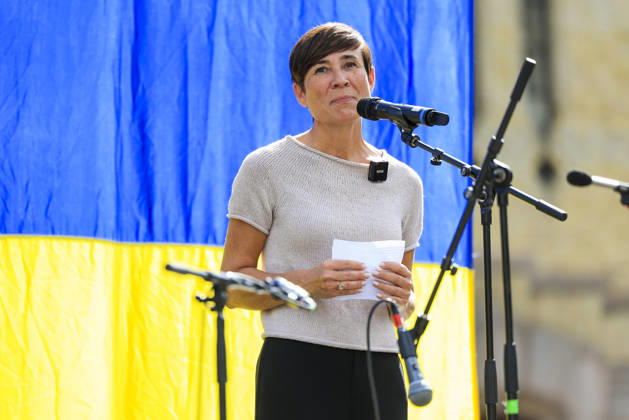 Commemoration of Ukrainian Independence Day in Oslo Oslo 20260823 Ine Eriksen Soreide H delivers a speech during the commemoration of Ukrainian Independence Day at Eidsvolls plass outside the Storting in Oslo Photo: Amanda Pedersen Giske, NTB, Oslo, Norway m2s5sweCto0 EDITORIAL USE ONLY Ref BNC POLm2s5sweCto0 jpg Copyright: xAmandaxPedersenxGiskex xNTBx