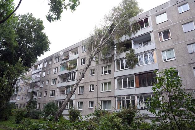August 23, 2026, Riga, Latvija: The aftermath of a powerful storm is seen in Riga, Latvia, Aug. 23, 2026. Fallen and uprooted trees are scattered across residential areas, damaging parked cars, blocking roads and walkways, and posing a threat to nearby buildings. The storm, which swept across Latvia on Saturday evening and overnight, caused widespread damage across the country, with Riga recording the highest number of reports of storm-related incidents. As of Sunday morning, emergency services had received nearly 1,900 reports of damage caused by strong winds nationwide. Riga Latvija - ZUMAp305 20260823_zip_p305_007 Copyright: xEdijsxPalensx