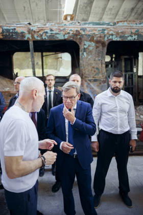Johann Wadephul (CDU), Federal Minister of Foreign Affairs, visits a destroyed subway depot in the city of Kharkiv with the mayor of Kharkiv, Ihor Terechov. Kharkiv, August 23, 2026. Photographed on behalf of the Federal Foreign Office. Kharkiv, Ukraine Copyright: xThomasxTrutschel AAx