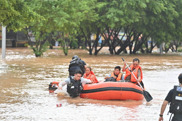 (260823) -- NINGMING, Aug. 23, 2026 -- Rescuers transfer stranded residents in Ningming County, south China s Guangxi Zhuang Autonomous Region, Aug. 23, 2026. For days, Ningming County has been battered by typhoon-triggered heavy rainfall. Response forces have pooled their efforts to urgently evacuate stranded residents. ) CHINA-GUANGXI-TYPHOON-STRANDED RESIDENTS-TRANSFER (CN) ZhouxHua 