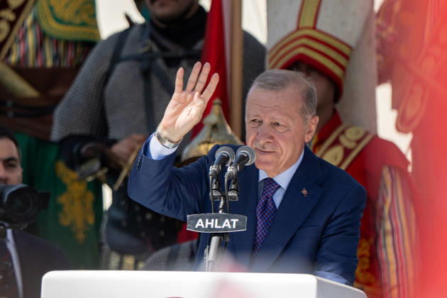 Turkish President Recep Tayyip Erdogan BITLIS, TURKIYE - AUGUST 25: Turkish President Recep Tayyip Erdogan delivers a speech as he attends a ceremony marking the 955th anniversary of the Manzikert (Malazgirt) Victory during the Ahlat Events Area Program at the Recep Tayyip Erdogan Nation s Garden in the Ahlat district of Bitlis, Turkiye, on August 25, 2026. Celal Gunes Anadolu Bitlis Turkey. Editorial use only. Please get in touch for any other usage.  Copyright: x2026xAnadoluxCelalxGunesx